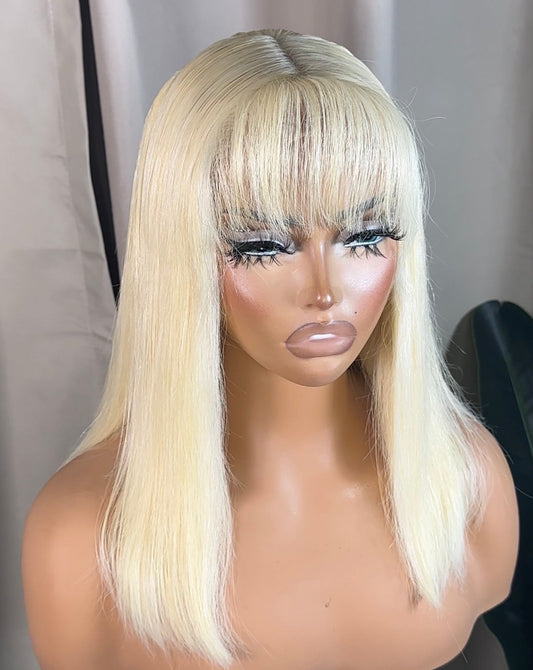 Viviane blonde 613 bob wig with fringe, front view